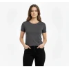 T-shirt Bisiklet Yaka Slim Fit Likralı Tişört Günlük Basic Body - Füme