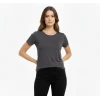 T-shirt Bisiklet Yaka Slim Fit Likralı Tişört Günlük Basic Body - Füme