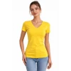 T-shirt V Yaka Slim Fit Likralı Tişört Günlük Basic Body - Sarı