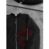 Tam Fermuarlı Uzun Kol Baskılı Bomber Ceket - Siyah