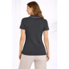Triko Kumaş Yakalı Düğmesiz Açık Yaka Fitilli Kısa Kollu Regular Fit Tişört T-shirt - Siyah