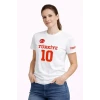 Türkiye Ay Yıldız Baskılı 10 Numara Forma Tişört Taraftar T-shirt - Beyaz