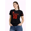 Türkiye Ay Yıldız Baskılı 10 Numara Forma Tişört Taraftar T-shirt - Siyah