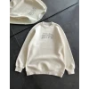 Üç İplik Bisiklet Yaka Baskılı Sweatshirt - Beyaz