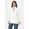 Üç İplik Dık Yaka Yarım Fermuarlı Sweatshirt - Beyaz