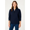 Üç İplik Dık Yaka Yarım Fermuarlı Sweatshirt - Lacivert