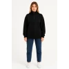 Üç İplik Dık Yaka Yarım Fermuarlı Sweatshirt - Siyah