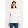 Üç İplik Düz Bisiklet Yaka Sweatshirt - Beyaz