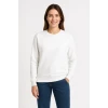 Üç İplik Düz Bisiklet Yaka Sweatshirt - Beyaz