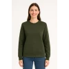 Üç İplik Düz Bisiklet Yaka Sweatshirt - Haki