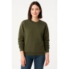 Üç İplik Düz Bisiklet Yaka Sweatshirt - Haki