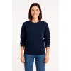 Üç İplik Düz Bisiklet Yaka Sweatshirt - Lacivert