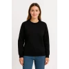 Üç İplik Düz Bisiklet Yaka Sweatshirt  - Siyah