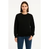 Üç İplik Düz Bisiklet Yaka Sweatshirt  - Siyah