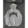 Üç İplik Kapşonlu Baskılı Oversize Sweatshirt-  Beyaz