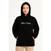 Üç İplik Kapşonlu Ön Ve Arka Baskılı Sweatshirt Hoodie- Siyah