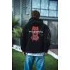 Üç İplik Kapüşonlu Baskılı Oversize Sweatshirt- Siyah