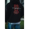 Üç İplik Kapüşonlu Baskılı Oversize Sweatshirt- Siyah