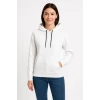Üç İplik Kapüşonlu Kanguru Çepli Sweatshirt Hoodie - Beyaz