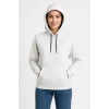 Üç İplik Kapüşonlu Kanguru Çepli Sweatshirt Hoodie - Beyaz