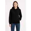 Üç İplik Kapüşonlu Kanguru Çepli Sweatshirt Hoodie - Siyah