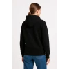 Üç İplik Kapüşonlu Kanguru Çepli Sweatshirt Hoodie - Siyah