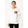 Üç İplik Kapüşonlu Ön Ve Arka Baskılı Sweatshirt Hoodie - Beyaz