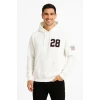 Üç İplik Kapüşonlu Ön Ve Arka Baskılı Sweatshirt Hoodie - Beyaz