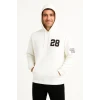 Üç İplik Kapüşonlu Ön Ve Arka Baskılı Sweatshirt Hoodie - Beyaz