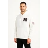 Üç İplik Kapüşonlu Ön Ve Arka Baskılı Sweatshirt Hoodie - Beyaz