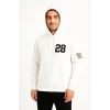 Üç İplik Kapüşonlu Ön Ve Arka Baskılı Sweatshirt Hoodie - Beyaz