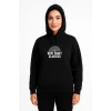 Üç İplik Kapüşonlu Ön Ve Arka Baskılı Sweatshirt Hoodie - Siyah