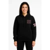 Üç İplik Kapüşonlu Ön Ve Arka Baskılı Sweatshirt Hoodie - Siyah