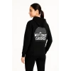 Üç İplik Kapüşonlu Ön Ve Arka Baskılı Sweatshirt Hoodie - Siyah