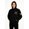 Üç İplik Kapüşonlu Ön Ve Arka Baskılı Sweatshirt Hoodie - Siyah