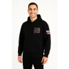 Üç İplik Kapüşonlu Ön Ve Arka Baskılı Sweatshirt Hoodie - Siyah