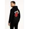 Üç İplik Kapüşonlu Ön Ve Arka Baskılı Sweatshirt Hoodie - Siyah