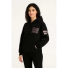 Üç İplik Kapüşonlu Ön Ve Arka Baskılı Sweatshirt Hoodie - Siyah