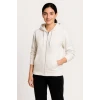 Üç İplik Kapüşonlu Tam Fermuarlı Kanguru Çepli Sweatshirt Hoodie - Beyaz