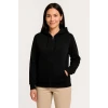 Üç İplik Kapüşonlu Tam Fermuarlı Kanguru Çepli Sweatshirt Hoodie - Siyah