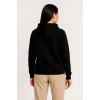 Üç İplik Kapüşonlu Tam Fermuarlı Kanguru Çepli Sweatshirt Hoodie - Siyah
