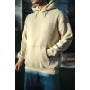 Üç İplik Penye Kapşonlu Basic Sweatshirt - Bej
