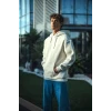 Üç İplik Penye Kapşonlu Basic Sweatshirt - Beyaz