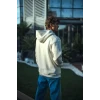 Üç İplik Penye Kapşonlu Basic Sweatshirt - Beyaz