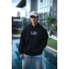 Üç İplik Penye Kapşonlu Baskılı Sweatshirt - Siyah