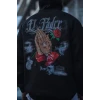 Üç İplik Penye Kapşonlu Baskılı Sweatshirt - Siyah