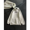 Üç İplik Penye Uzun Kol Kapşonlu Baskılı Sweatshirt - Beyaz