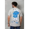 Unisex Basic Bisiklet Yaka Oversize T-shirt - Gri