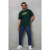 Unisex Basic Bisiklet Yaka Oversize T-shirt - Yeşil