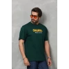 Unisex Basic Bisiklet Yaka Oversize T-shirt - Yeşil